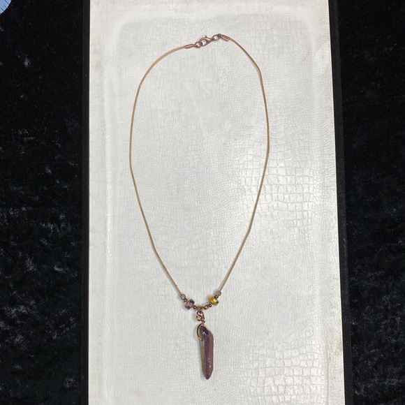 Hand Crafted Boho Electroplated Quartz And Crystal Bead Necklace NEW - Picture 9 of 10